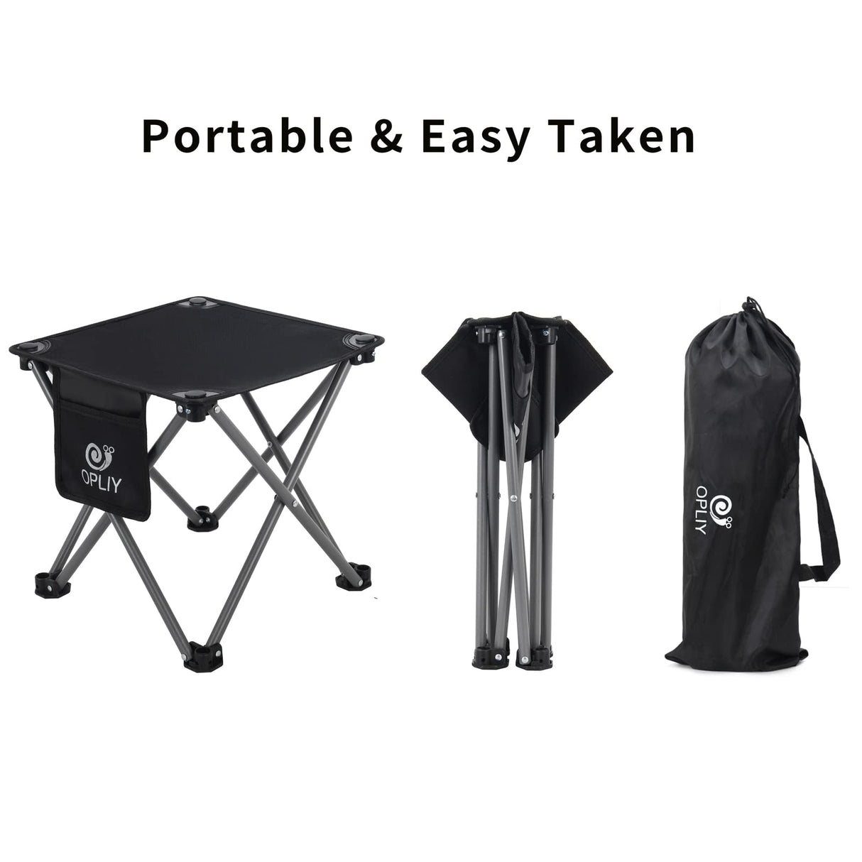 Opliy Camping Stool 2 Pack,13 Inch Portable Folding Stool for Outdoor Gardening and Beach Hiking Fishing,Foot Stool with Carry Bag (Black) Opliy