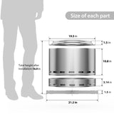 ROOMTEC 19.5" Smokeless Fire Pit, Portable Wood Burning Firepit with Stand and Bag, Easy Clean Bonfire with Removable Ash Pan, Low Smoke Fireplaces for Camping, Patio and Outside ROOMTEC