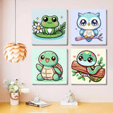 4 Pack Paint by Number Kits for Adults,Animals Painting by Numbers for Adults Framed, DIY Animal Oil Painting Suitable for Home Decoration (8x8inch) Generic