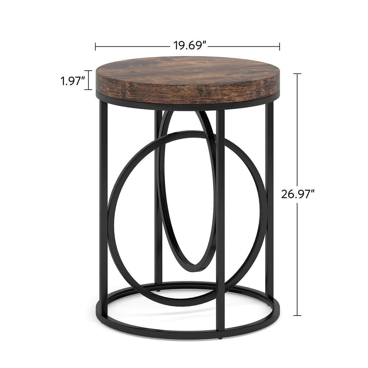 Tribesigns Modern Round End Table with Thick Wood Top, 20”Sofa Side Table Cocktail Table with Unique Black O-Shaped Base, Midcentury Accent Table Nightstand for Living Room Bedroom Tribesigns