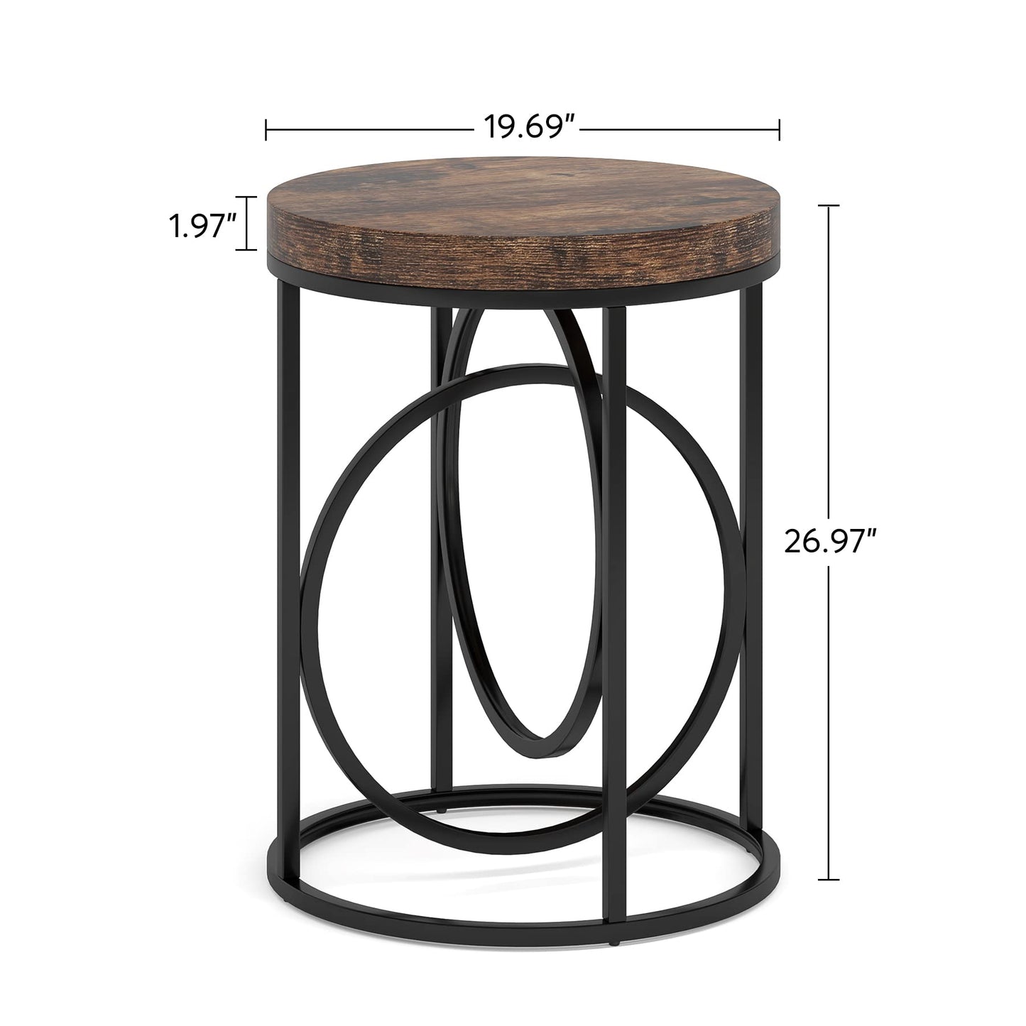 Tribesigns Modern Round End Table with Thick Wood Top, 20”Sofa Side Table Cocktail Table with Unique Black O-Shaped Base, Midcentury Accent Table Nightstand for Living Room Bedroom - WoodArtSupply