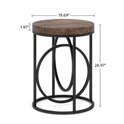 Tribesigns Modern Round End Table with Thick Wood Top, 20”Sofa Side Table Cocktail Table with Unique Black O-Shaped Base, Midcentury Accent Table Nightstand for Living Room Bedroom - WoodArtSupply