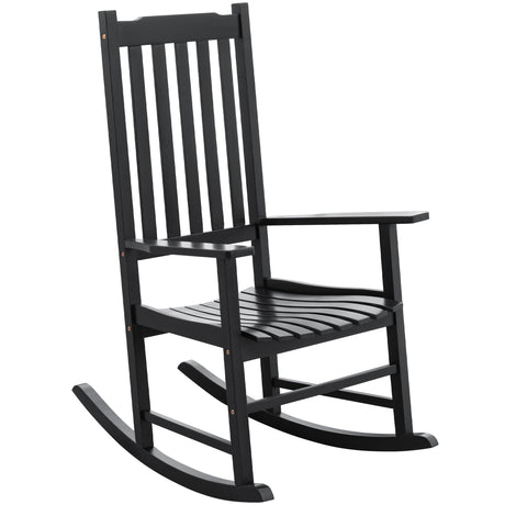 Greesum Outdoor Rocking Chair, Acacia High Back Oversized All-Weather Lounge Rocker with 320 lbs of Support for Patio, Garden, Deck, Porch,Brown Greesum