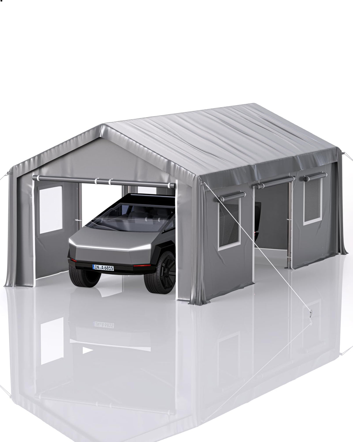 Hipicute 10' x 20'x 10' Portable Garage, Heavy Duty Carport with 180G Side Walls, Front and Rear Doors, Car Shelter for Trucks, Boats, and SUVs - Grey Hipicute