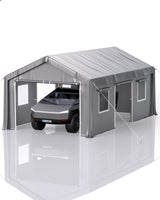 Hipicute 10' x 20'x 10' Portable Garage, Heavy Duty Carport with 180G Side Walls, Front and Rear Doors, Car Shelter for Trucks, Boats, and SUVs - Grey Hipicute