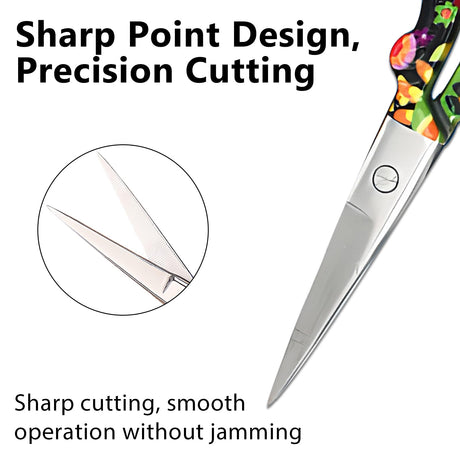 Jaasuee Sharp Embroidery and Crafting Scissors with Leather Cover, 3.62 inch Stainless Steel Stork Shaped Scissors for Needlework and DIY Crafts, Black Flower, J5064 Jaasuee