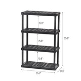 IRIS USA 4-Tier Heavy Duty Plastic Shelving Unit, 56" Tall - 100lbs per Shelf, Modular Garage Rack Storage Organizer for Home, Basement, Laundry & Utility Room, 18"D x 36"W x 56"H - Black IRIS