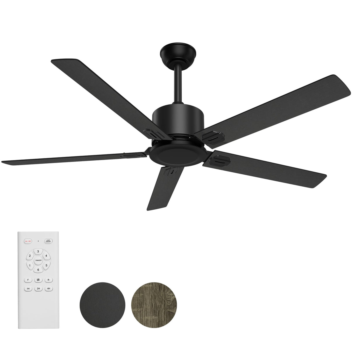 BECLOG Ceiling Fan with Remote Control, Ceiling Fans 52" Outdoor/Indoor with 6 Speeds Reversible DC Motor Ceiling Fans No Lights Modern Black for Kitchen, Living Room, Farmhouse, Patios BECLOG