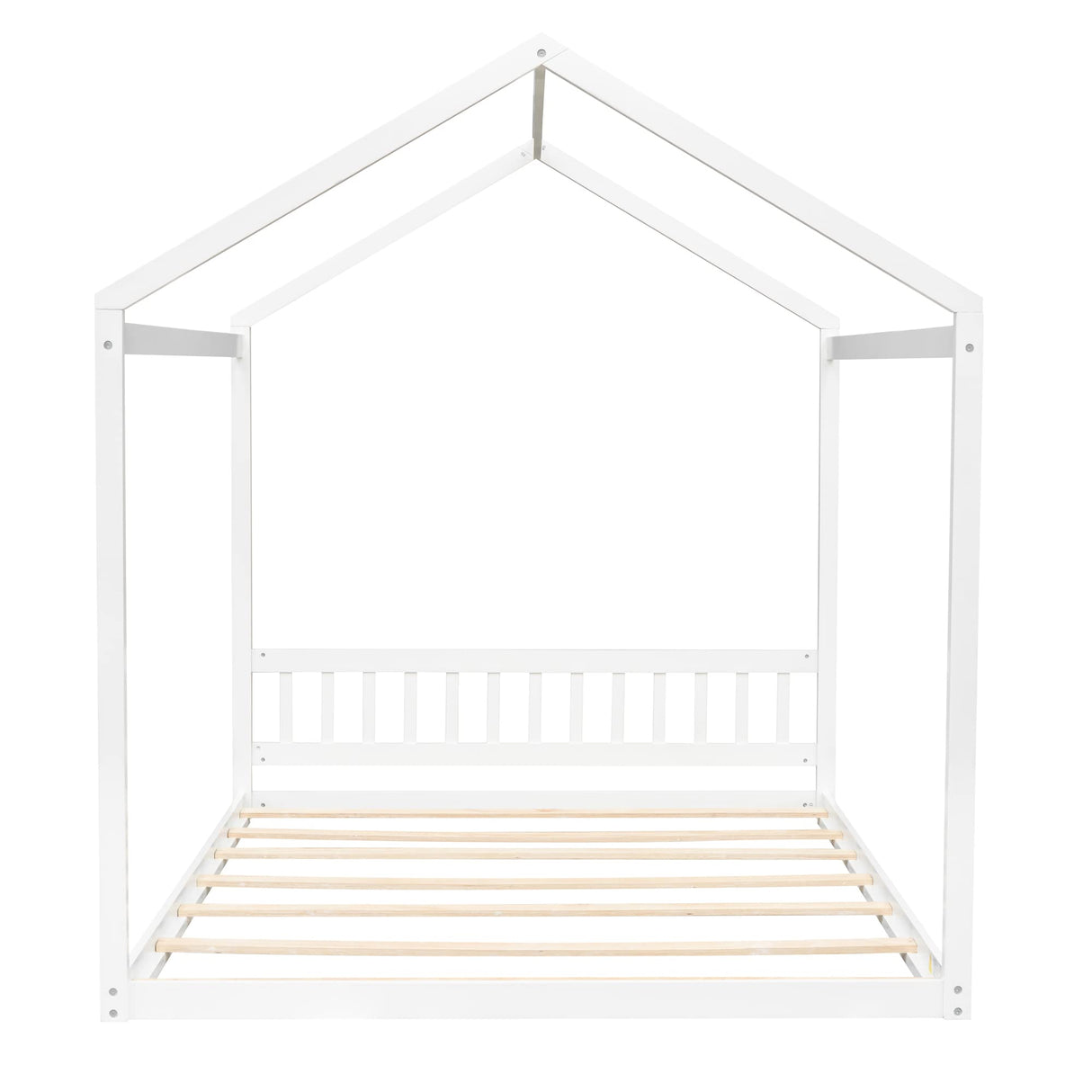 Bellemave White Montessori House Bed Frame for Kids and Teens - Queen Size with Headboard Bellemave