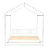 Bellemave White Montessori House Bed Frame for Kids and Teens - Queen Size with Headboard Bellemave