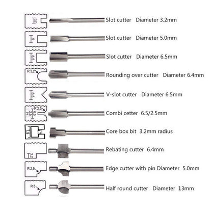 Yakamoz 10Pcs 1/8" Shank Titanium-Coated Router Bit Set Carbide Engraving Milling Cutter Trimming Bits for DIY Woodworking Carving Drilling Rotary Tools - WoodArtSupply