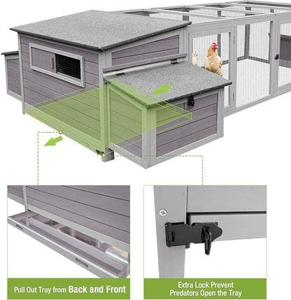 GUTINNEEN 103 in Large Chicken Coop and Run, Outdoor Wooden Chicken House for 4-6 Chickens, Hen House Poultry Cage with Nest Box - WoodArtSupply