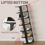 HAIXIN Vertical Narrow Tall Shoe Rack for Front Door Entrance, 7-Tier Sturdy Stackable Shoe Rack Organizer for Closet Entryway, Corner Shoe Storage Shelf Shoe Cubby HAIXIN