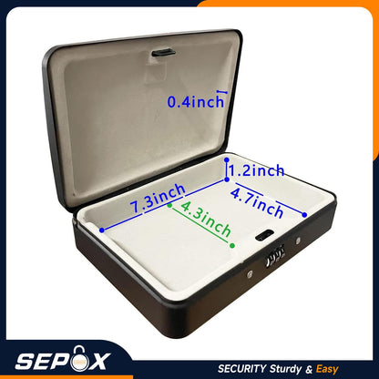 SEPOX® 2Pcs Water/Fire-Resistant Portable Security Case Lock Box Steel, Personal Travel Safe Storage Cabinet for Small Item, 3-Ft Cable, Ressetable Combination Lock for Dorm, Car, Sports, Office