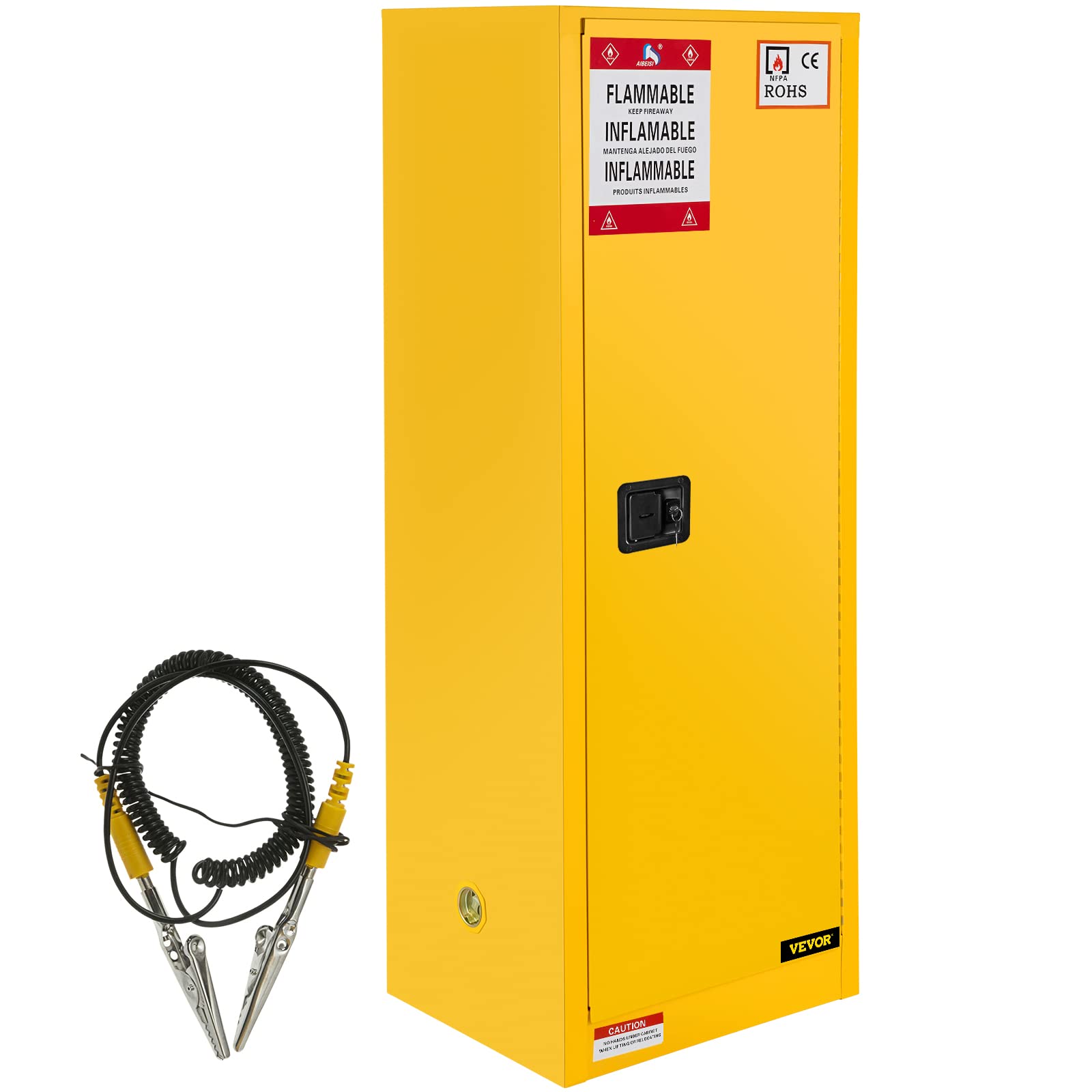 Vevor Flammable Cabinet 18" x 18" x 35", Galvanized Steel Safety Cabinet, Adjustable Shelf Flammable Storage Cabinet, for Commercial Industrial and Home Use, Yellow: Industrial & Scientific - WoodArtSupply