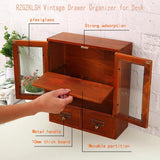 RZGZKLSH Rustic Vintage Mini Wood Counter Top Cabinet, Wall Mount Pine Display Case, Wall Storage Cabinet, Cabinet That Sits on Countertop-Floating Shelf Cabinet Organization12 x4.7"x14"(Brown) RZGZKLSH
