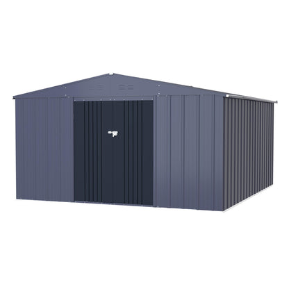 Yardenaler 8x12 FT Metal Outdoor Storage Shed, Garden Tool Shed Kit with Doors & Lock, Waterproof Patio Utility Tool Shed for Backyard and Garden, Gray - WoodArtSupply