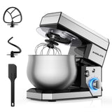 BAIGELONG 6+P Speeds Stand Mixer, 4.2QT Small Food Mixer with Stainless Steel Bowl, Dough Hook, Beater, Whisk & Scraper, Electric Kitchen Mixer Dough Mixer for Baking, Most Home Cooks, Silver BAIGELONG