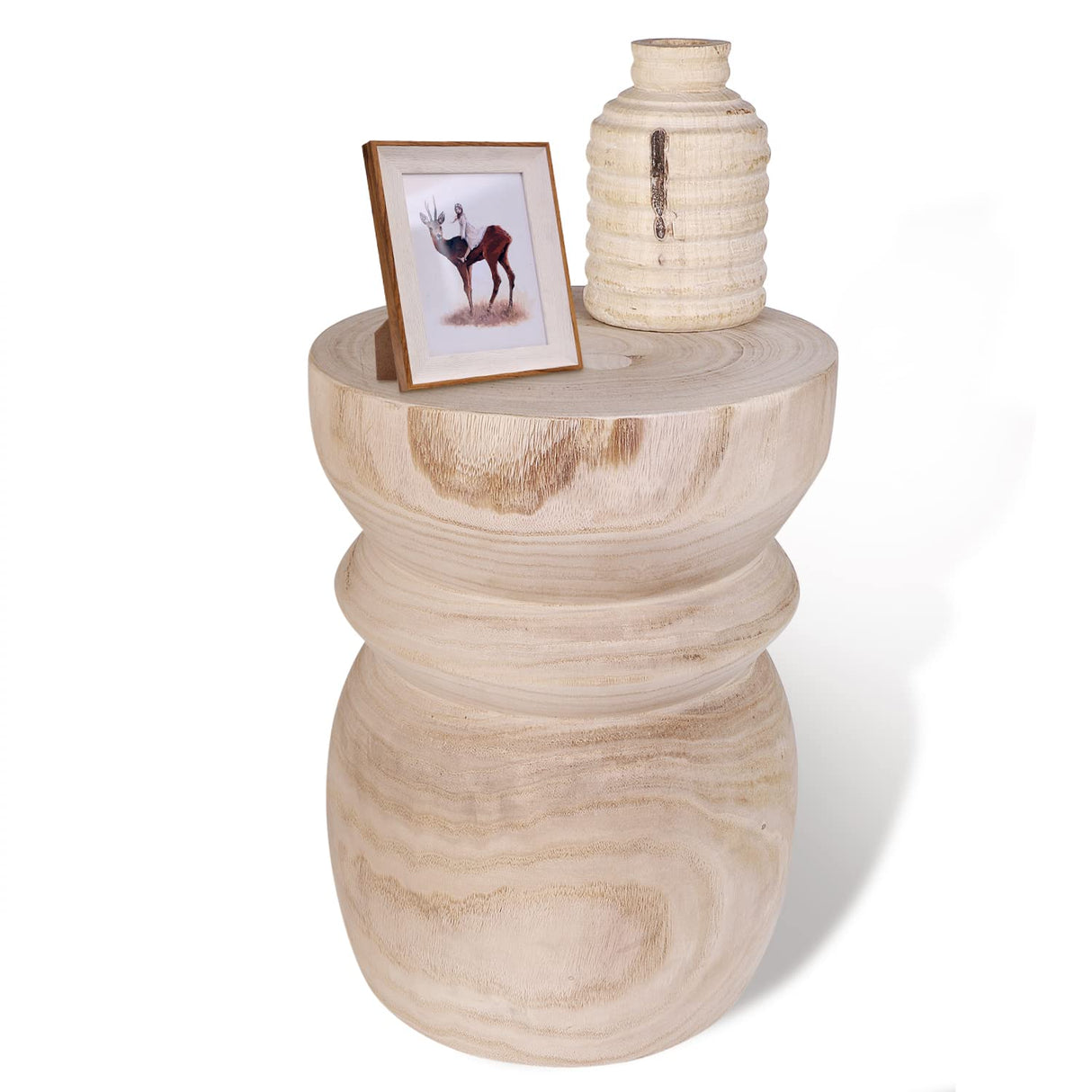 Uziass Wood Tree Stump Side Table Stool, Wooden Stump End Table Round Stump Table Outdoor Stump Table Stump Garden Stool Natural Tree Stump Side Table Uziass