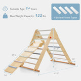 OLAKIDS Pikler Triangle Set 3 in 1 Climbing Toys for Toddlers Foldable Wood Montessori Baby Jungle Gym with Ramp Ladder Slide Kids Indoor Playground Activity Play Structure Olakids