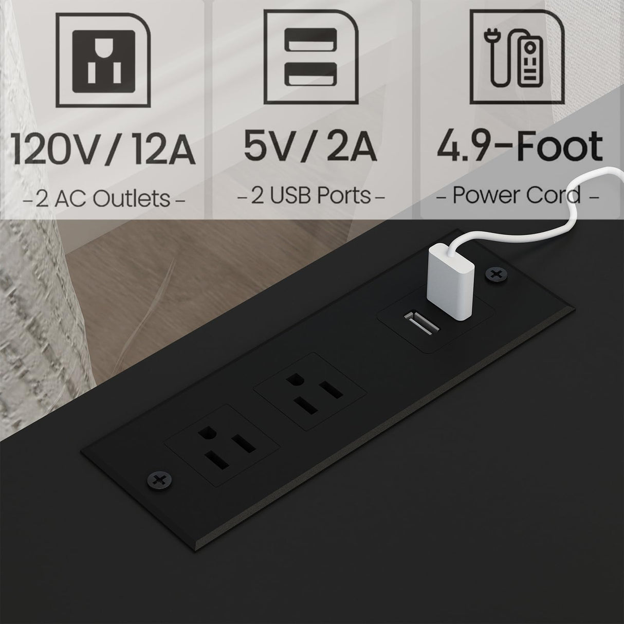 CIILAAILE Nightstand with Charging Station, Farmhouse Nightstand, end Table with 2 Tiers Storage Space and Storage Cabinet, Sofa Side Tables for Bedroom, Living Room BZ0601BKE CIILAAILE