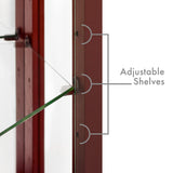 HomJoones Lighted Corner Display Curio Cabinet, 70" Tall Wooden Curved Shelving Unit with Tempered Glass Door, Bar and Liquor Storage Area with 6 Shelves (Cherry) HomJoones