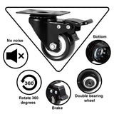 ASHGOOB 2" Caster Wheels Set of 8, Heavy Duty Casters with Brake, No Noise Locking Casters with Polyurethane (PU) Wheels, Swivel Plate Castors Pack of 8 ASHGOOB