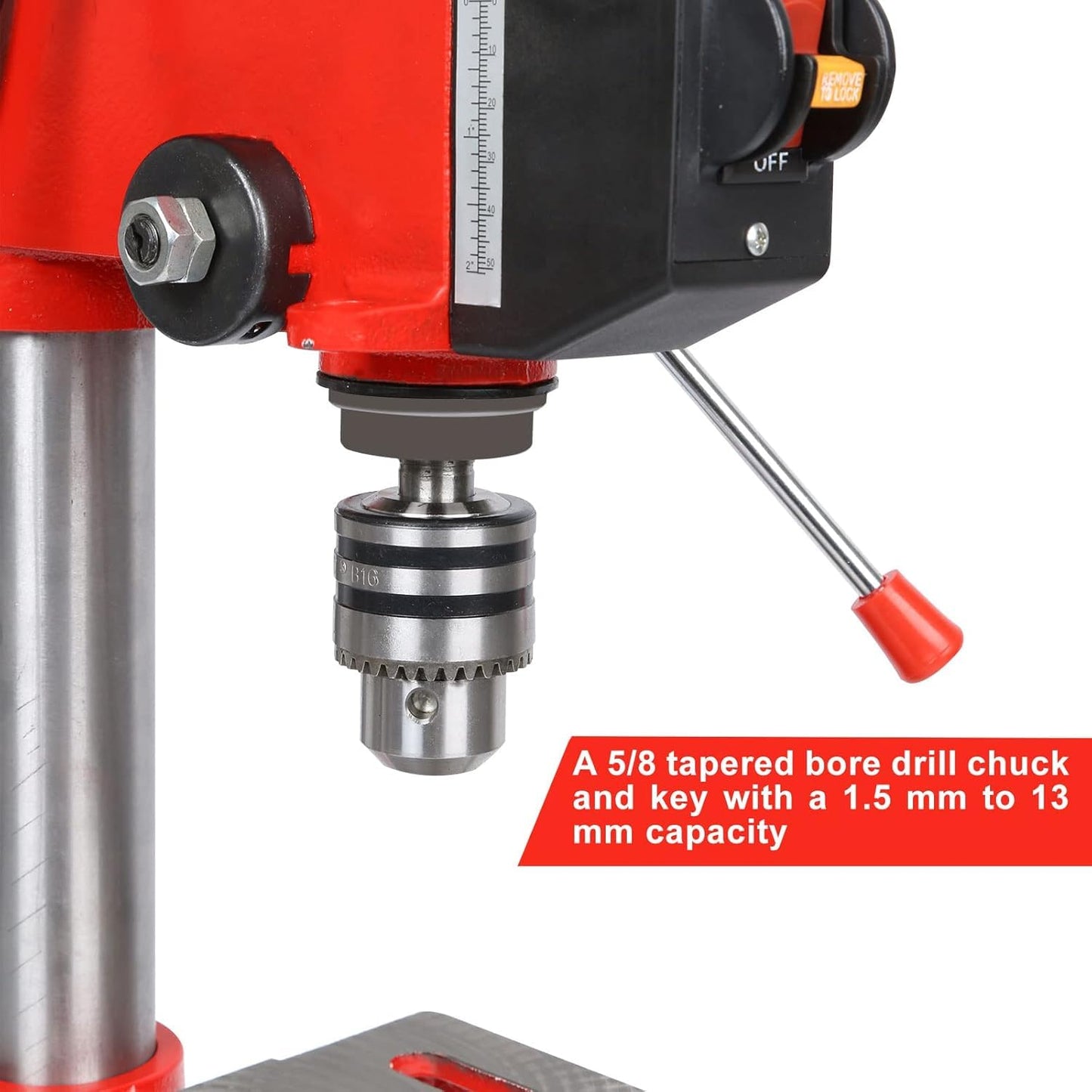 DAJYAWON 8 in Benchtop Drill Press, 5-Speed Bench Drill Press with Beveling Worktable, 3-Amp 120V Tabletop Drilling Machine for Wood/Plastic/Metal, 2-inch Spindle Travel, 8-inch Swing Distanc - WoodArtSupply