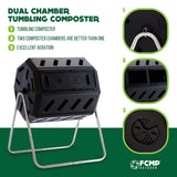 FCMP Outdoor IM4000 Dual Chamber Tumbling Composter Canadian-Made, 100% Recycled Resin - Outdoor Rotating Compost Tumbler Bin for Garden, Kitchen, and Yard Waste, Black (37 Gallon) FCMP Outdoor