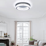 Fintonglan 17.7" Crystal Flush Mount Ceiling Light Fixtures Modern Round LED Chandelier Light Fixture Ceiling Lamp for Living Room Dining Room Kitchen 48W 6000K Finktonglan