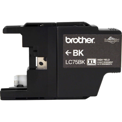 Brother Genuine High Yield Black Ink Cartridge, LC75BK, Replacement Black Ink, Page Yield Up To 600 Pages, LC75