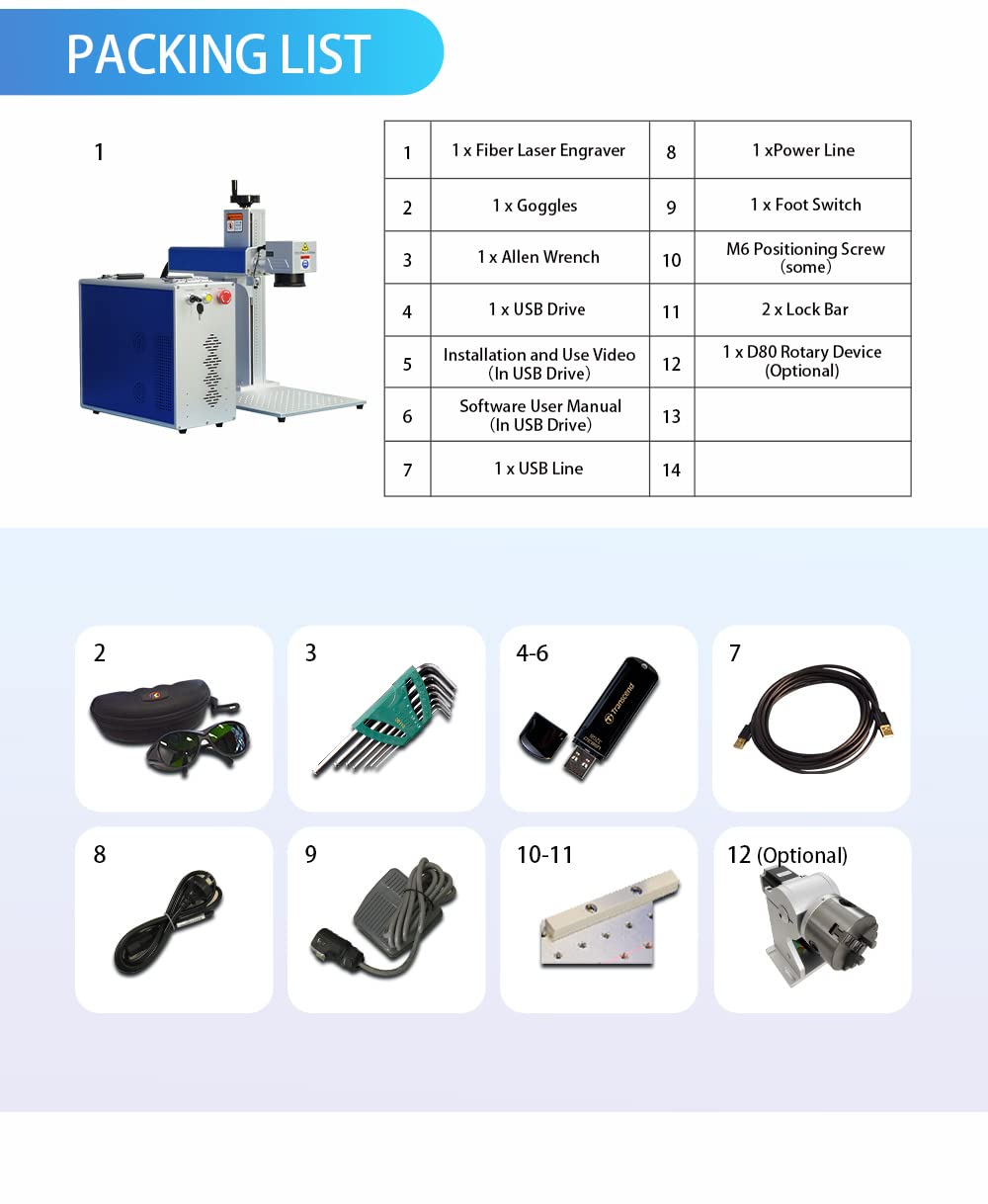 100W JPT M7 MOPA Fiber Laser Marking Machine Fiber Laser Engraver Laser Marker 300×300mm with 80mm Rotary Axis