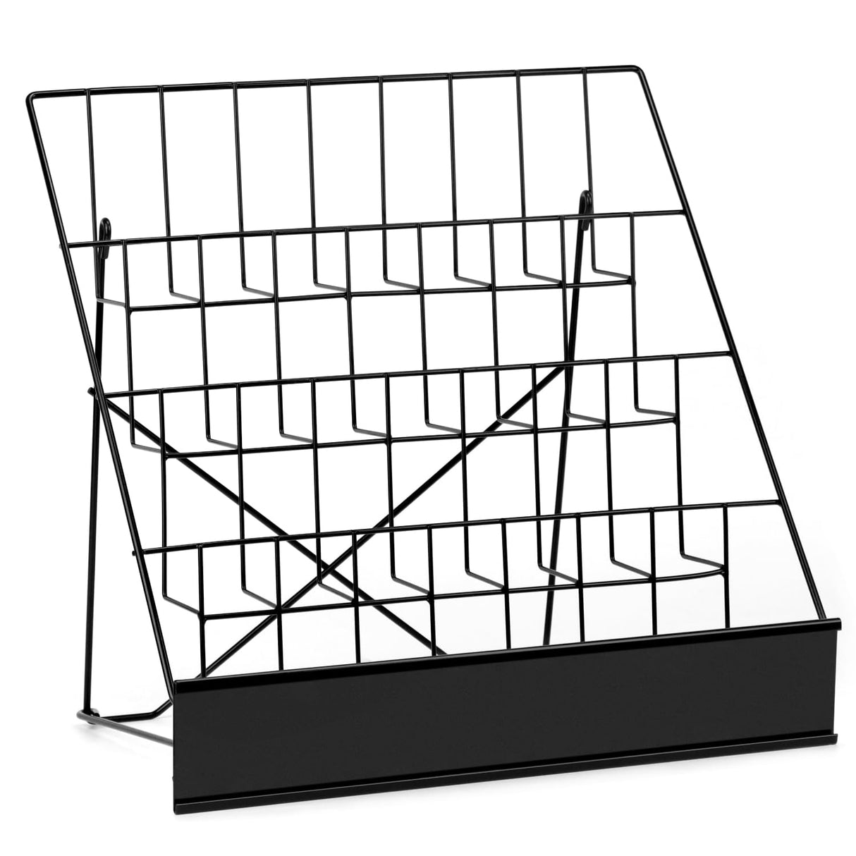 QWORK 4-Tiered Metal Book Display Stand – 18.4 x 16.6 x 14.5, Book Signing Wire Rack, Space-Saving Tabletop Cd Display Countertop Magazine Rack for Picture Literature Brochure Library Classroom QWORK