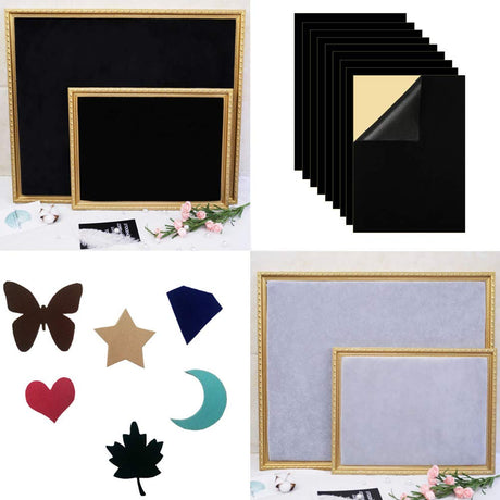 Mesheshe 10PCS Peel and Stick Black Felt for DIY Arts and Crafts, Self-Adhesive Fabric Liners for Drawers and Boxes, A4 Size (8.3" x 11.8") Mesheshe