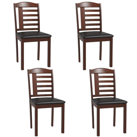 GOFLAME Wooden Dining Chairs Set of 4, Upholstered Kitchen Chairs with Faux Leather Padded Seat & Rubber Wood Frame, Mid-Century Armless Side Chairs, Dinette Chairs for Dining Room, Restaurant GOFLAME