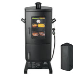 Vertical Propane Smoker with Temperature Control, BBQ Smoker Grill with Cover Outdoor Heavy Duty Three Removable Smoking Shelves, Black PIQUEBAR