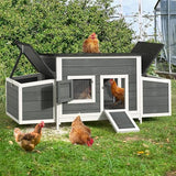 YITAHOME Chicken Coop 11.5ft² Large Wooden Chicken House Chicken Pen Outdoor with 2 Nesting Boxes Poultry Cage Rabbit Hutch Duck Cage with Weatherproof Roof (Grey) YITAHOME