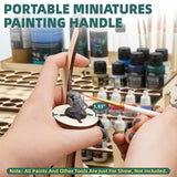 OPHIR Wooden Paint Rack Organizer, Miniature Paint Holder with 104 Holes of 2 Sizes for Model Miniature Paints, Includes 2 Drawers, 2 Painting Handles, 1 Brush Holder, 25 Paintbrush Holes OPHIR