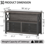 LVB Industrial Dark Gray Oak Wine Bar Cabinet with Storage Rack and Glass Holders LVB