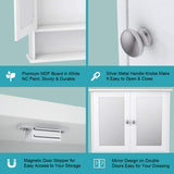 Tangkula Bathroom Cabinet, Wall Mount Storage Cabinet with Double Mirror Doors, Wood Medicine Cabinet(White) Tangkula