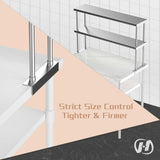 Hally Double Overshelf of Stainless Steel 12'' x 48'' Weight Capacity 380lb, Commercial 2 Tier Shelf for Prep & Work Table in Restaurant, Home and Kitchen HALLY SINKS & TABLES H
