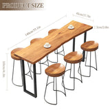 Lrxmastery Bar Table Counter Bar Height Pub Table Rectangular Wood High Top Kitchen Dining Table Rustic Tall Counter Height Table for Narrow Space Living Room Sturdy Metal Frame (55.1in) Lrxmastery