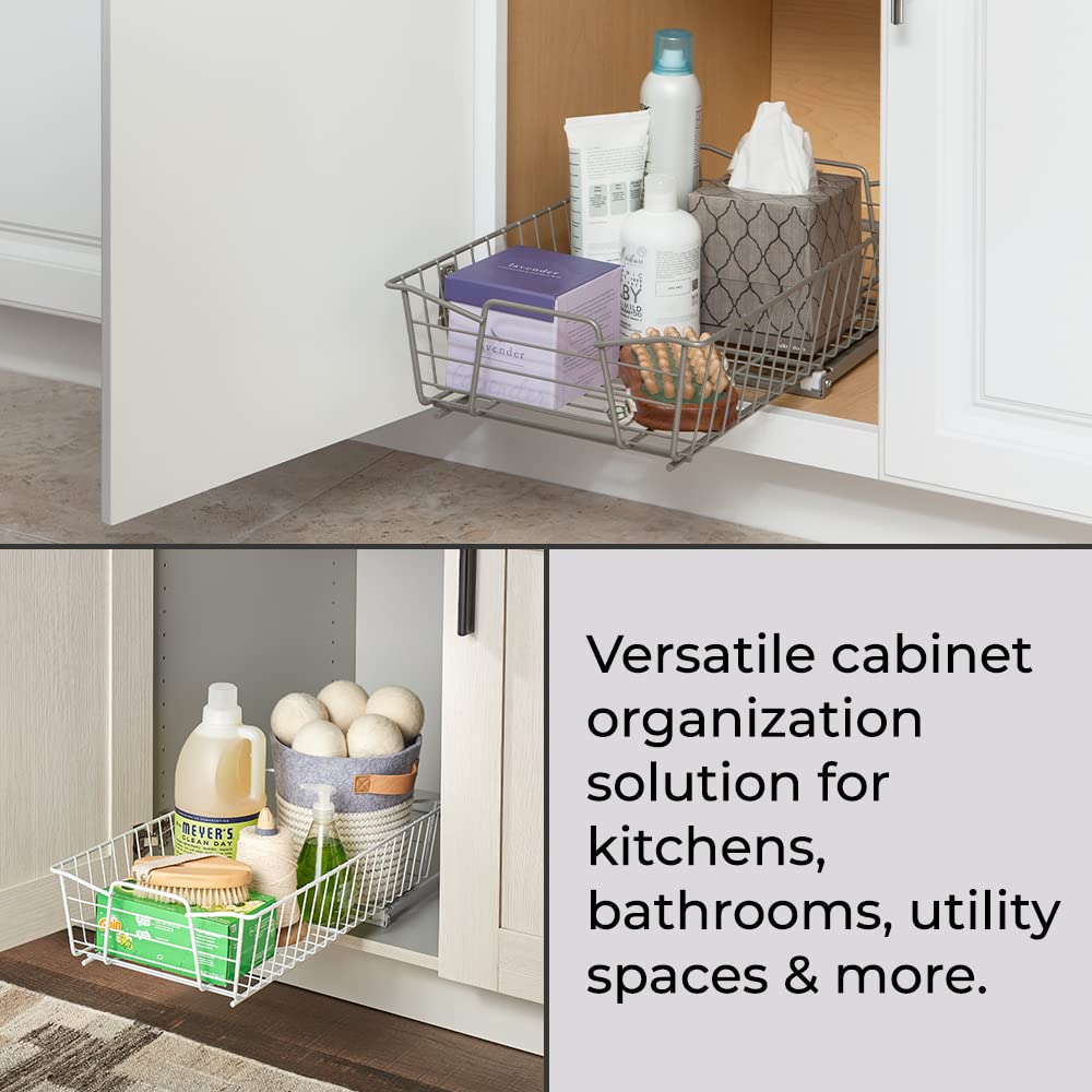 ClosetMaid 11 in. Pull Out Cabinet Organizer, Heavy Duty, Slide Out Pantry Shelves Drawers for Kitchen, Bathroom, White