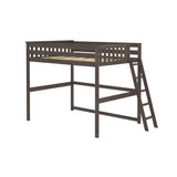 Max & Lily Full Size High Loft Bed with End Ladder in Clay - Sturdy Solid Wood Frame for Kids/Teens Max & Lily