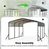10x15FT Metal Carport, Heavy Duty Car Port Canopy with Iron Roof and Frame, Extra Large Carports Withstand Strong Wind or Heavy Rain, Suitable for Parking Pickup, Boat, Car, and Tractor WUKHG