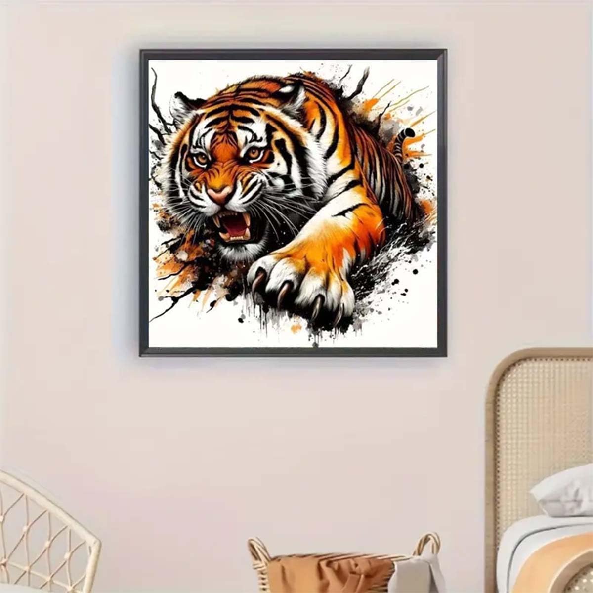 Tiger 5D Diamond Painting Kits for Adults,Animal Diamond Art Kits for Beginner,DIY Round Full Drill Diamond Dots Gem Art Kits for Adults Home Wall Decor 13.8 X 13.8Inch GEMFAMILY