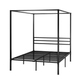 ikalido Queen Size Metal Canopy Bed Frame, Modern Four-Poster Platform Bed Frame, Mattress Foundation, Under-Bed Storage Space, No Box Spring Needed, Black ikalido