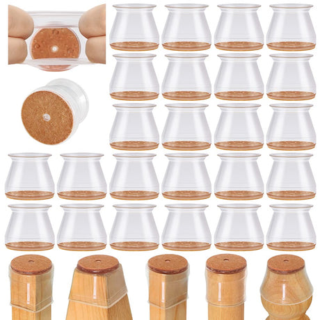 24 Pcs Chair Leg Floor Protectors for Hardwood Floors Silicone Covers to Protect Wood Tile Floors Felt Pads Furniture Leg Caps Non Slip Reduce Noise (Fit:1.3"-2") VIUME
