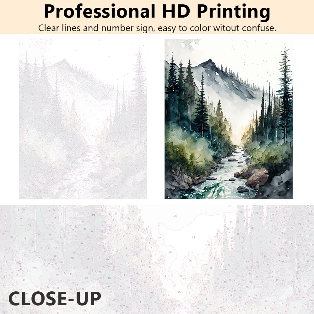 TUMOVO Paint by Number for Adults Forest Landscape Paint by Numbers Watercolor Landscape DIY Adults' Paint-by-Number Kits Nature Scenery Acrylic Painting Art Crafts 16"x20"(Frameless) TUMOVO