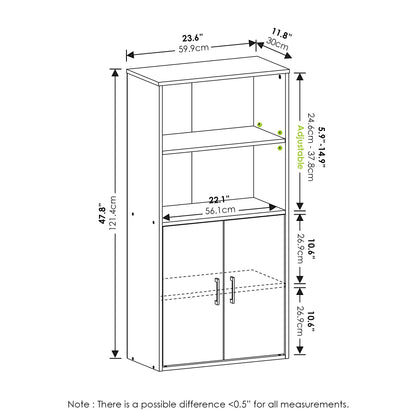 Furinno Pasir Storage Cabinet with 2 Open Shelves and 2 Doors, White - WoodArtSupply